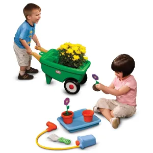 2-in-1 Garden Cart & Wheelbarrow – Gardening Playset with Planting Tray, Water Sprinkler & Transformable Design
