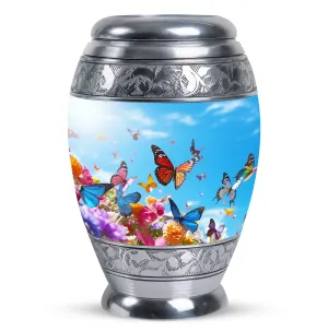 200 cubic inches Aluminum Colorful Butterflies Urn For Human Ashes