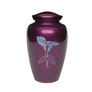 Adult cremation urn | Mother of Pearl Lily Ash Urn | Great Human ash urn | Lily on Red | Quality Urns For Less