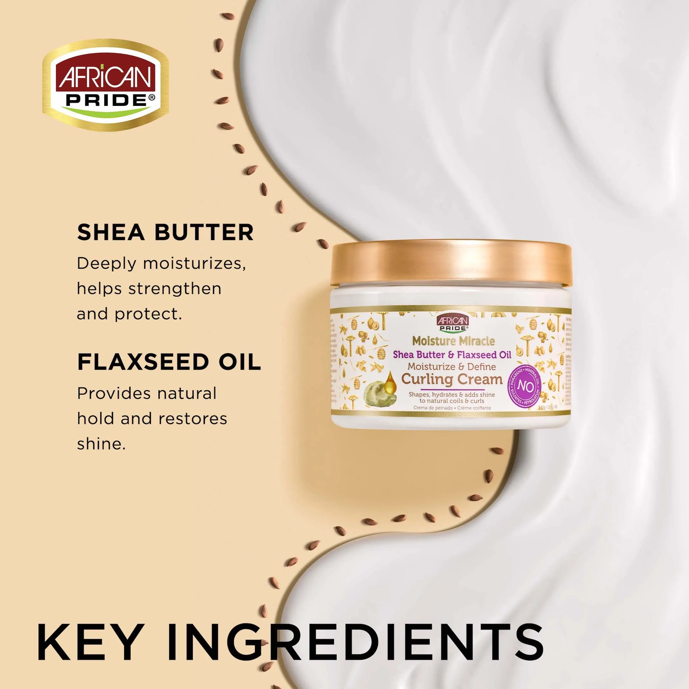 African Pride Moisture Miracle Shea Butter & Flaxseed Oil Curling Cream - 12 oz