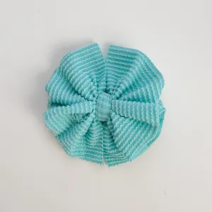 Aqua Cozy Ribbed Bow