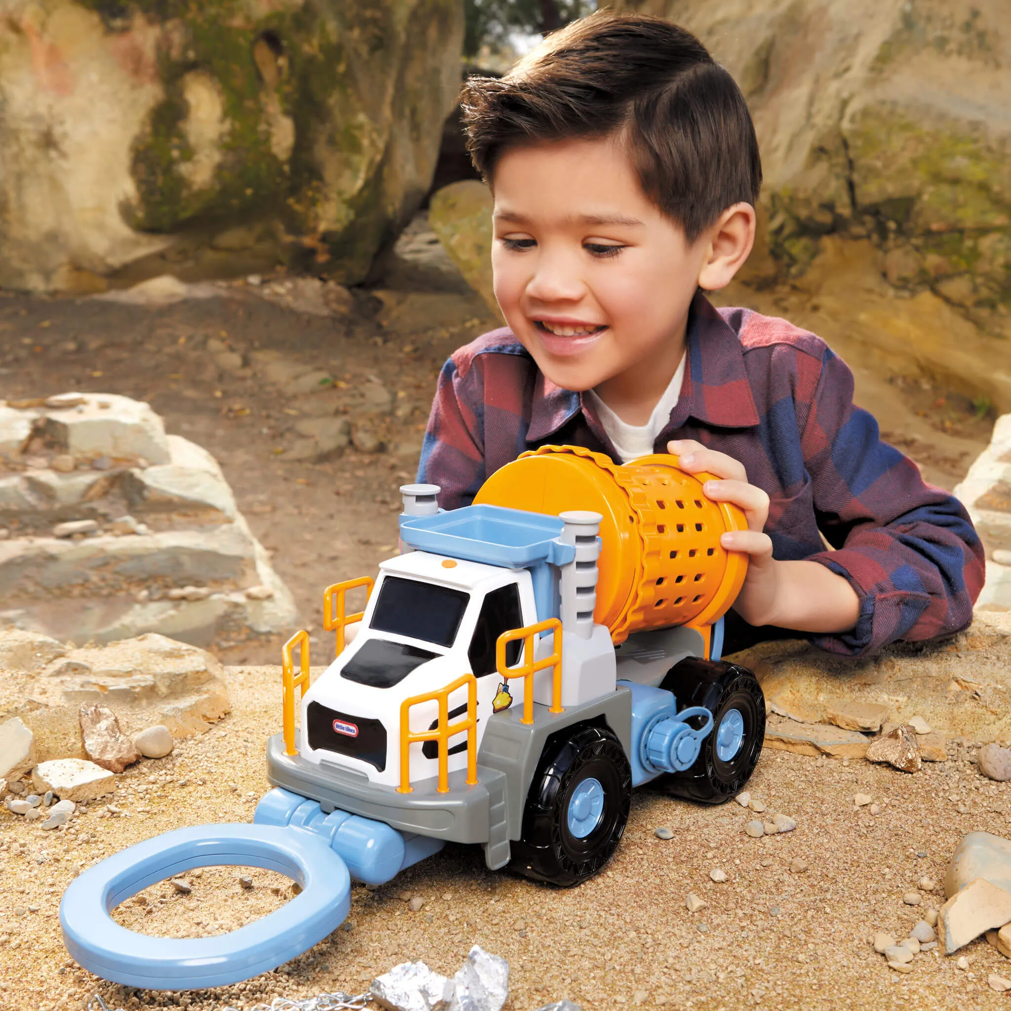 Big Adventures Metal Detector Mining Truck with Metal Detector, Rock Tumbler & Tools