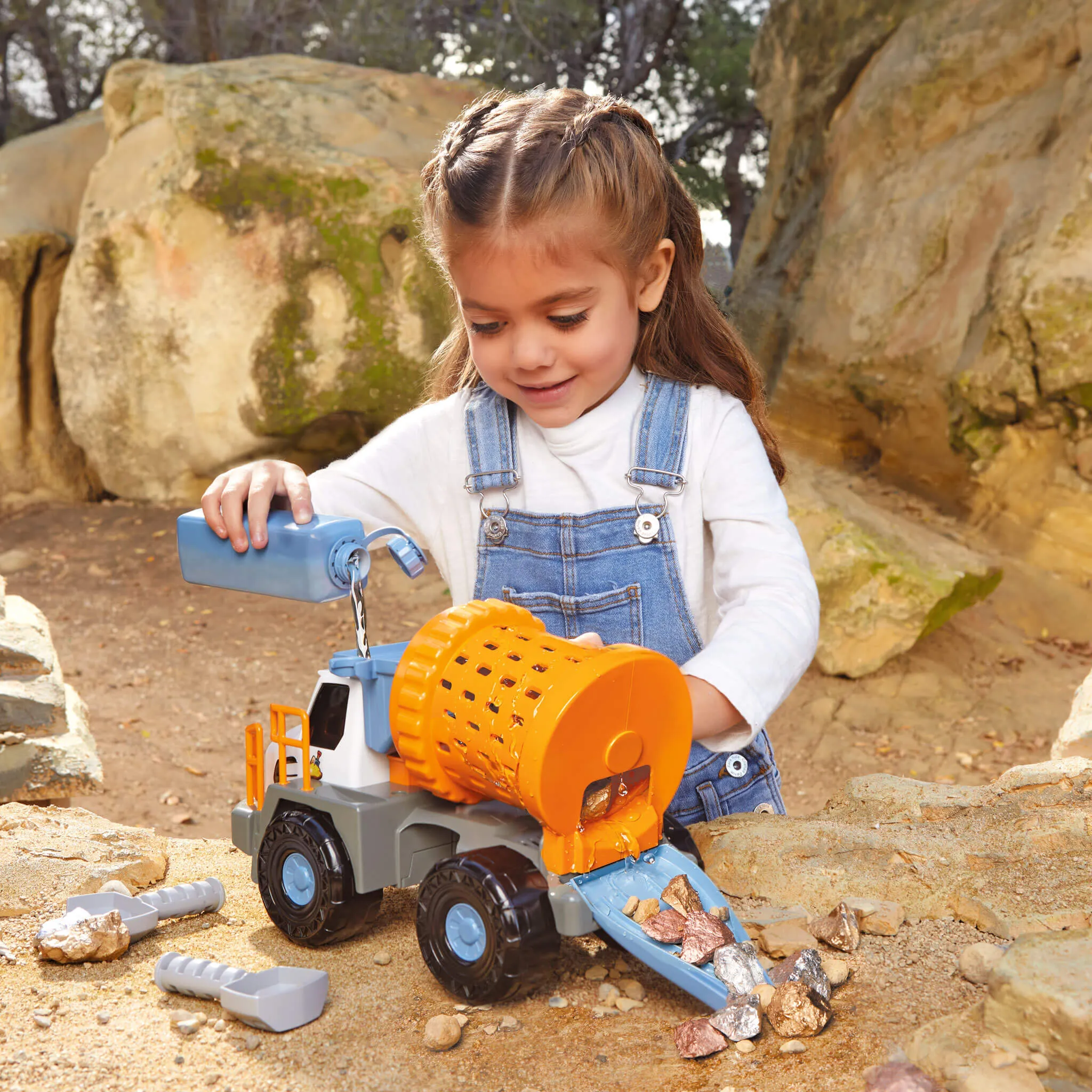 Big Adventures Metal Detector Mining Truck with Metal Detector, Rock Tumbler & Tools