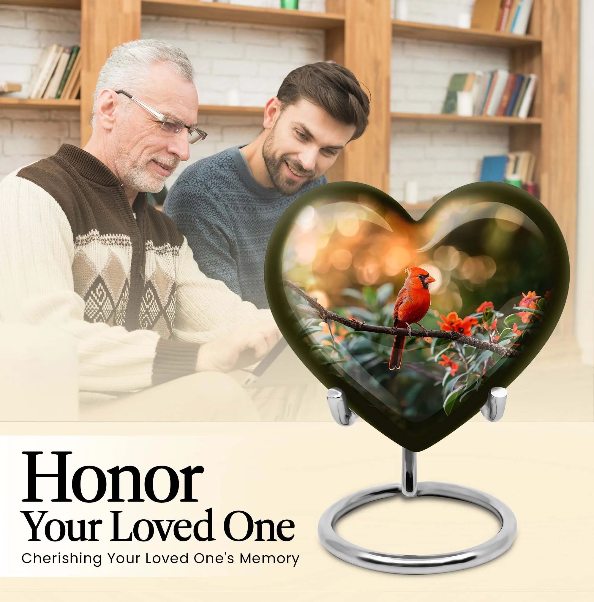 Cardinal Bird Tribute: Elegant Alloy Cremation Memorial