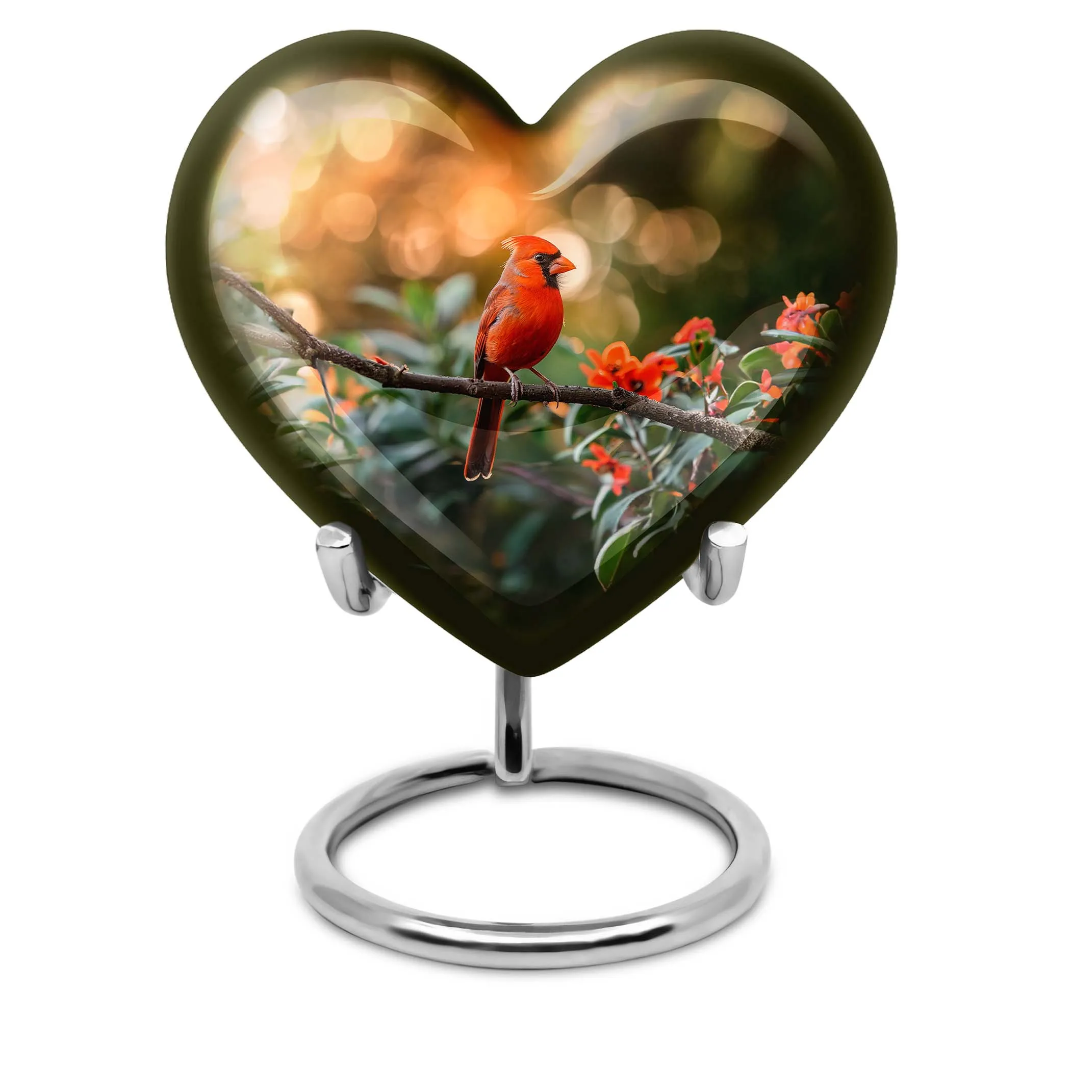 Cardinal Bird Tribute: Elegant Alloy Cremation Memorial