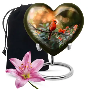 Cardinal Bird Tribute: Elegant Alloy Cremation Memorial