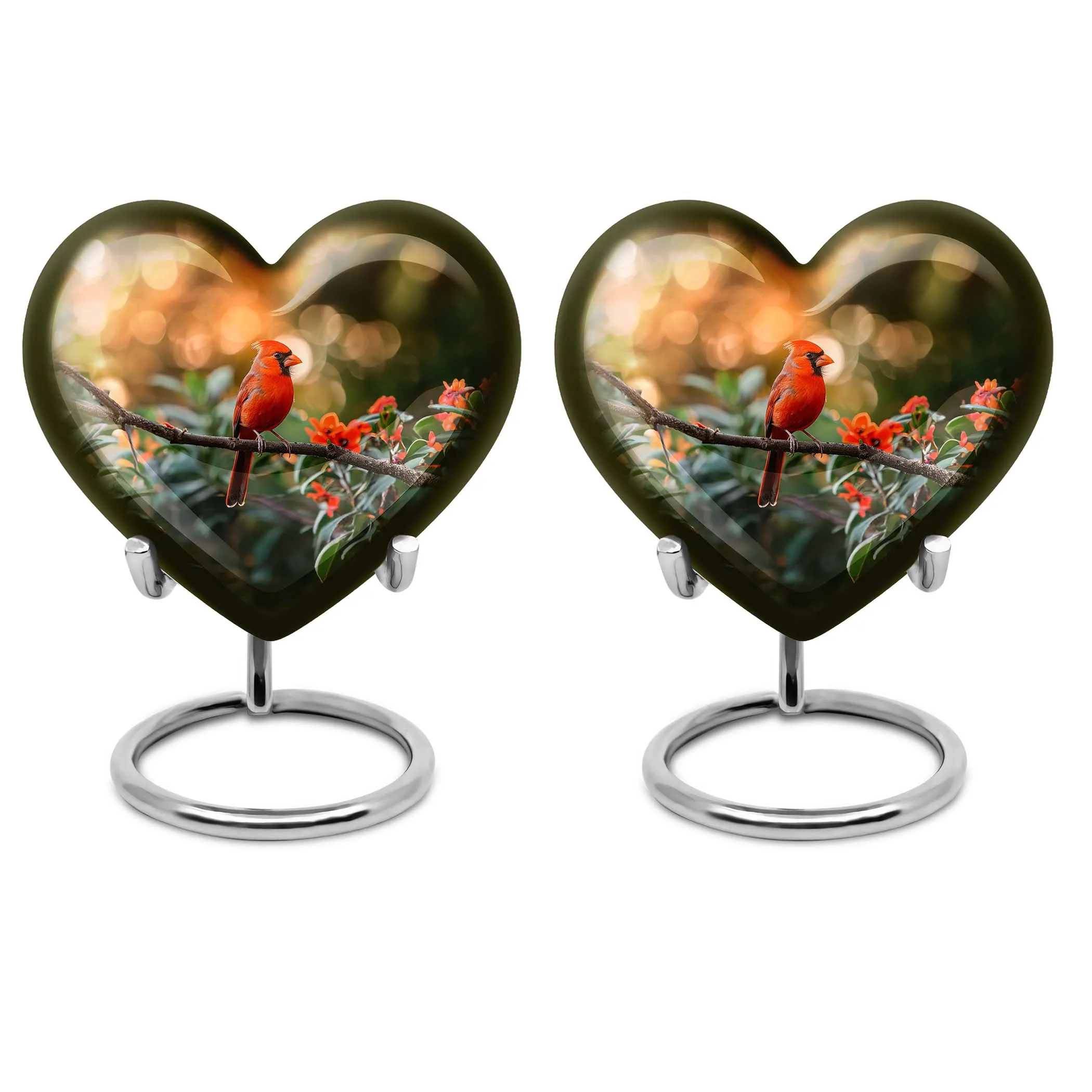 Cardinal Bird Tribute: Elegant Alloy Cremation Memorial