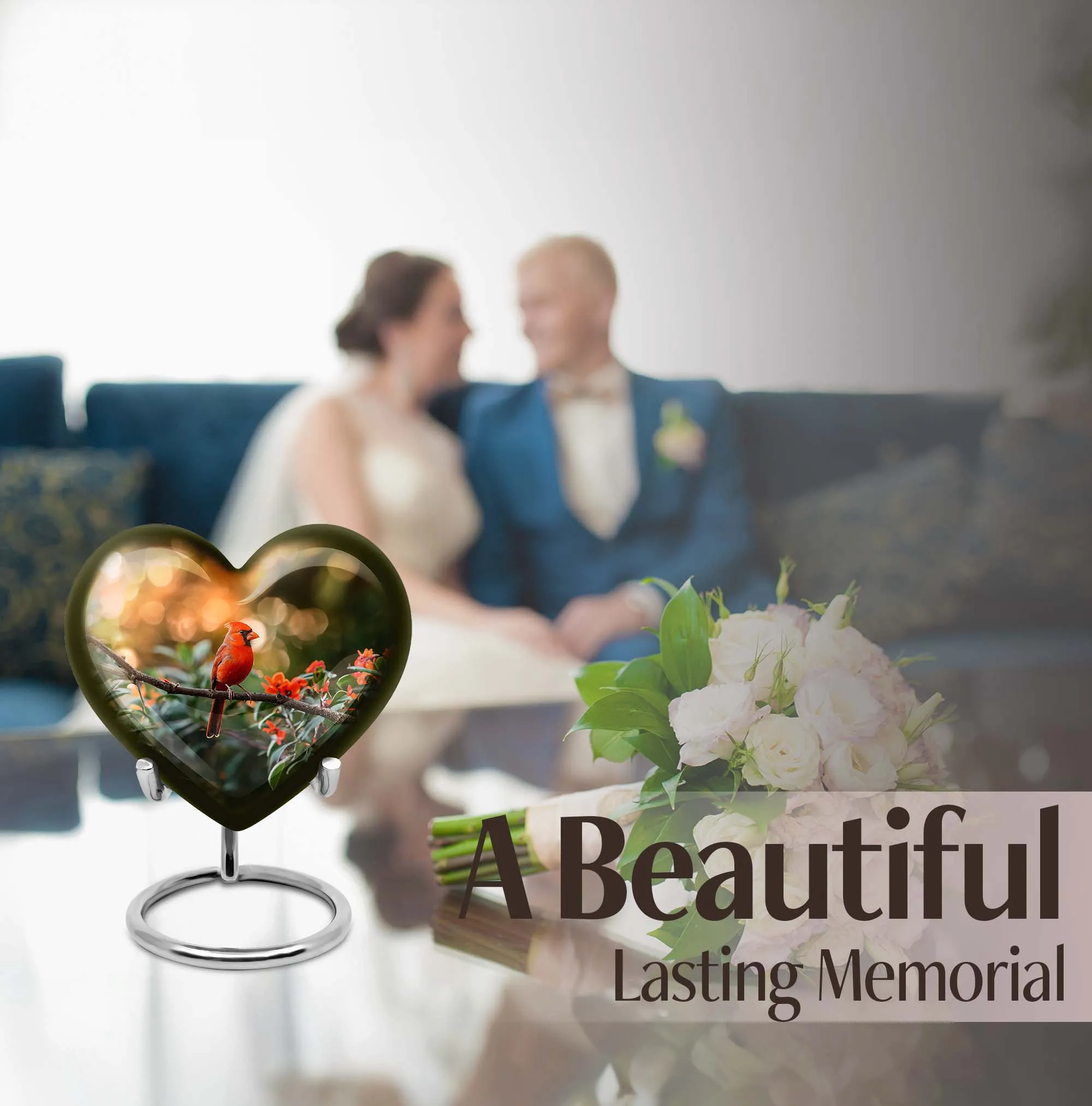 Cardinal Bird Tribute: Elegant Alloy Cremation Memorial