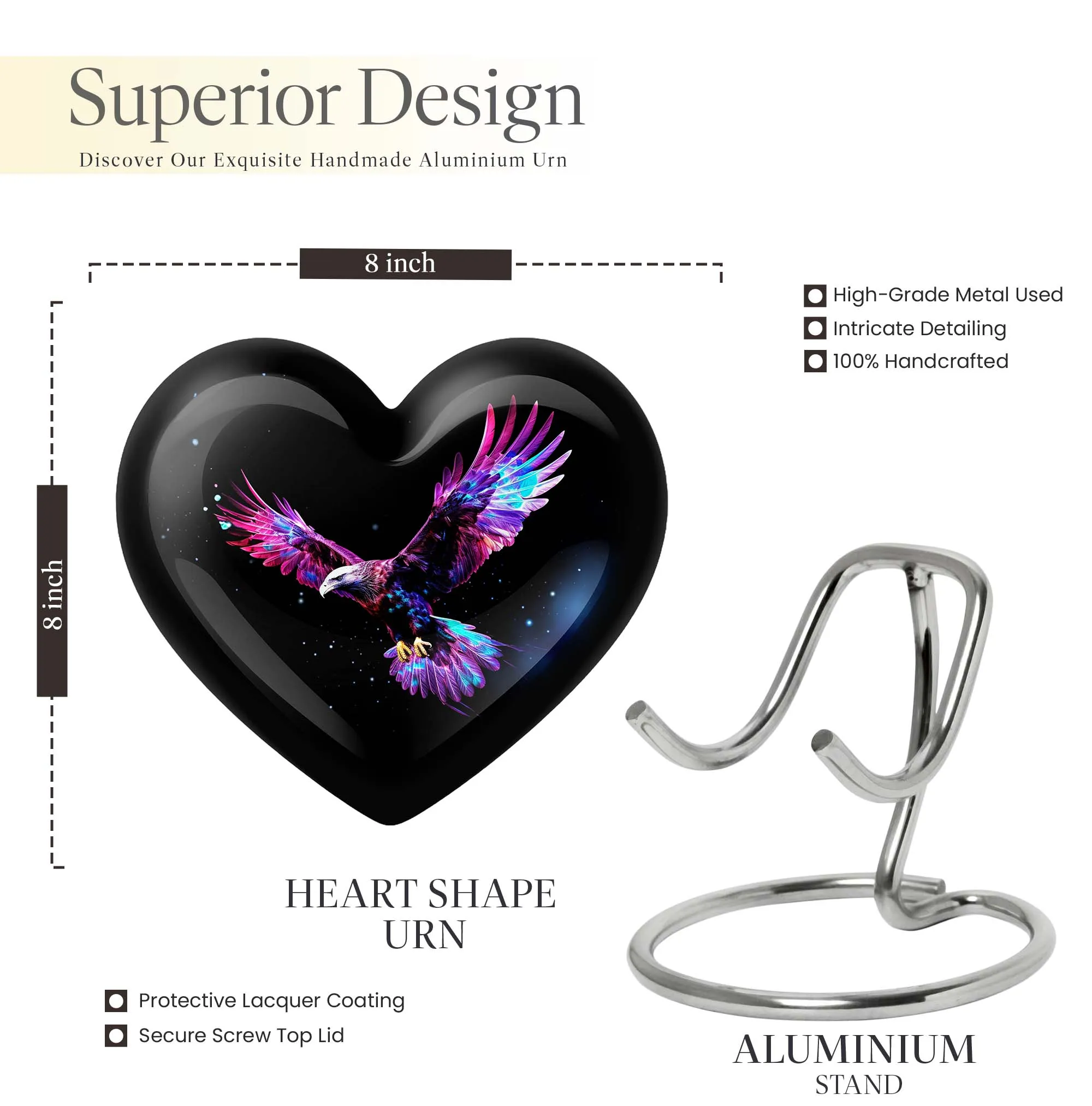 Eagle Sovereign: Cremation Urn Featuring Wolf Howling Design