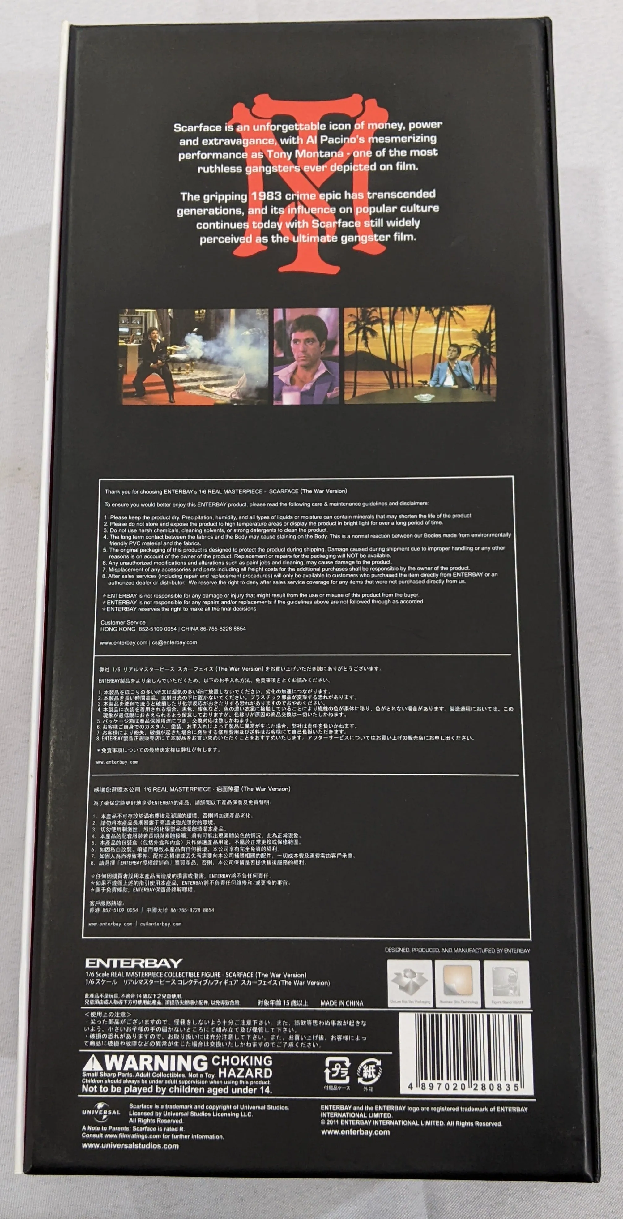 Enterbay Real Masterpiece 1/6 Scarface Tony Montana (The War Ver.) Sixth Scale Action Figure *Open Box*