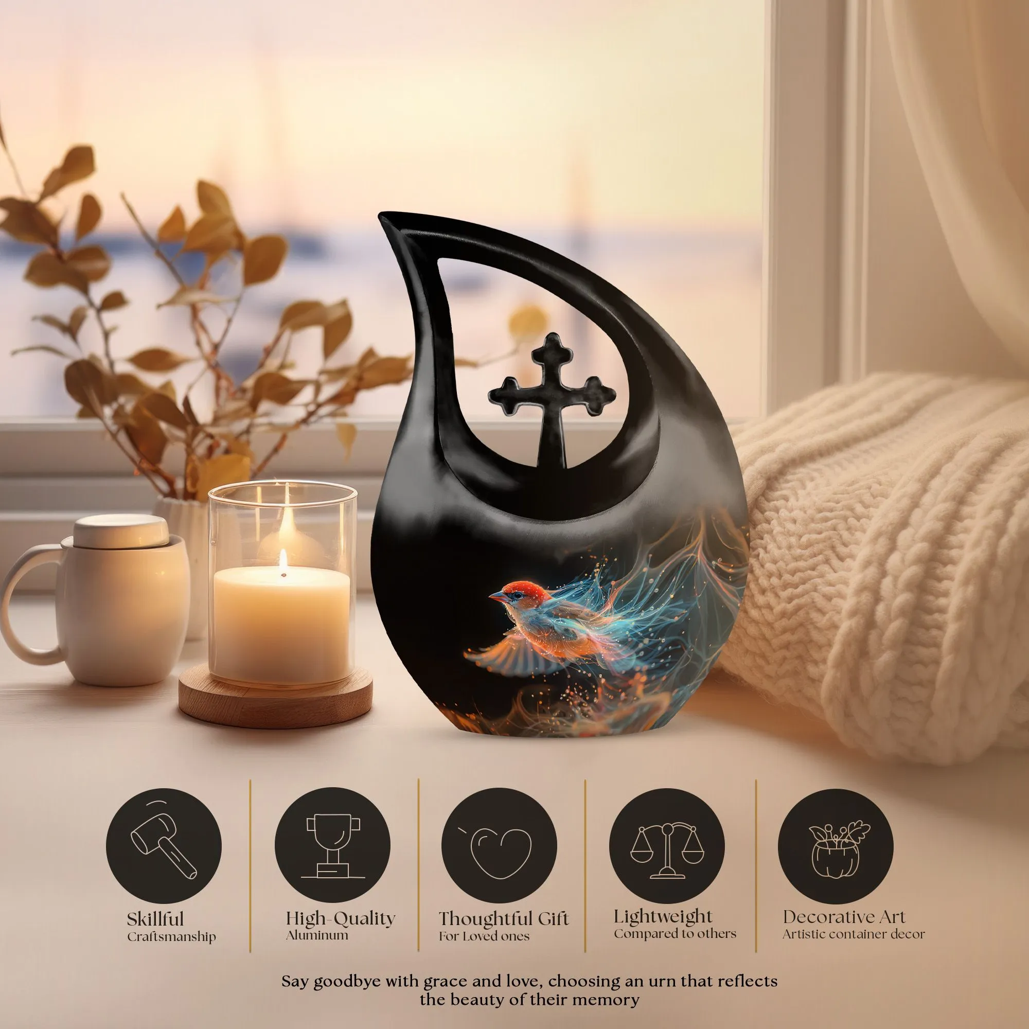 Flame Songbird Urn: Containers Cremation Urn For Human Ashes