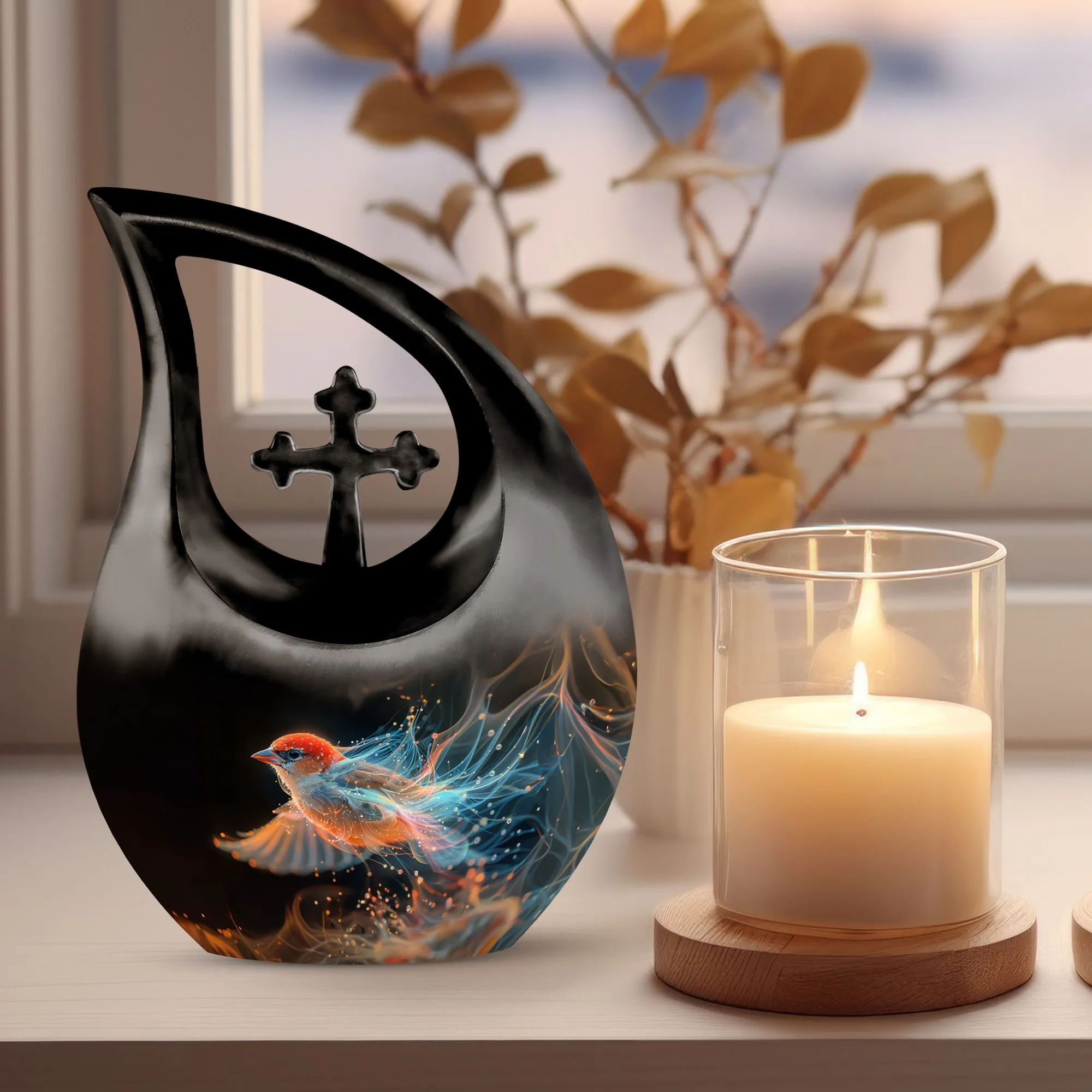 Flame Songbird Urn: Containers Cremation Urn For Human Ashes