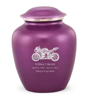 Grace Sports Bike Custom Engraved Adult Cremation Urn for in Purple