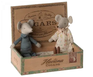 Grandma & Grandpa Mice in Cigarbox