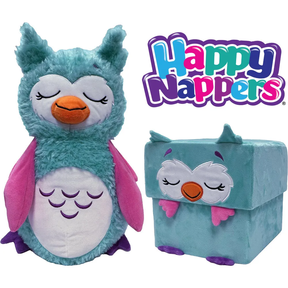 Happy Nappers Adorable Storables 15 inch Owl Plush - Teal & Pink