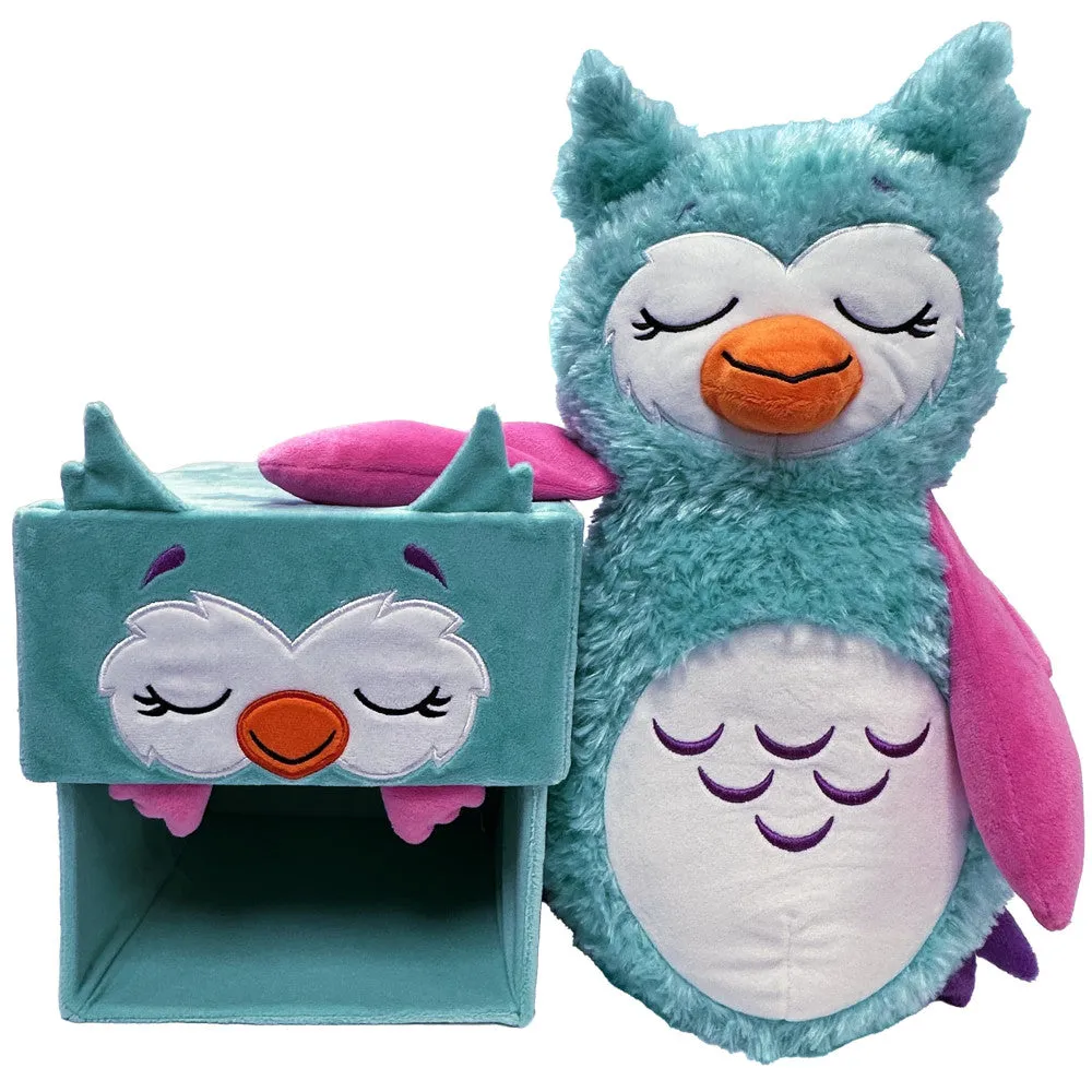 Happy Nappers Adorable Storables 15 inch Owl Plush - Teal & Pink