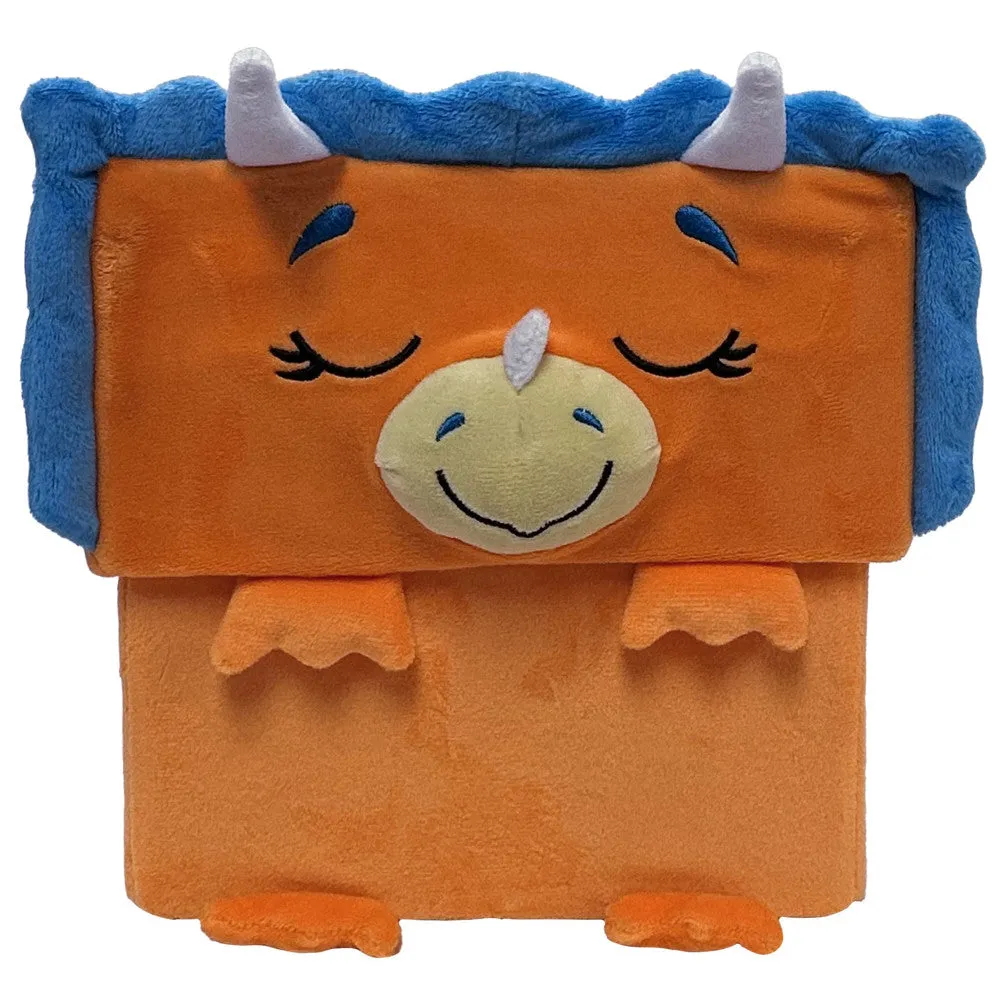 Happy Nappers Dino Triceratops 15 inch Plush Toy - Brown/Blue