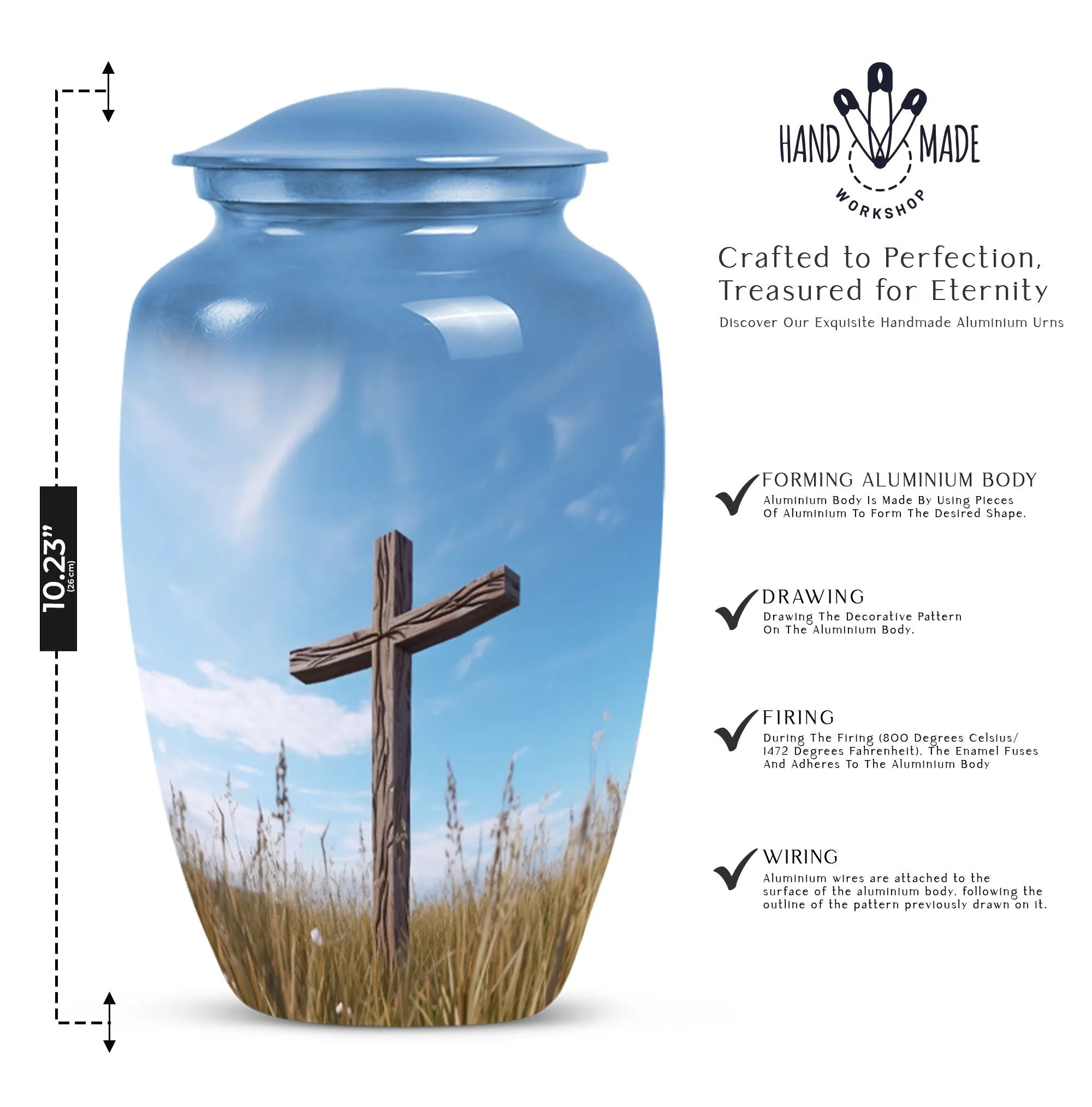 Large Cross Urn For Mom's Ashes - Adult Male and Female Cremation Urn