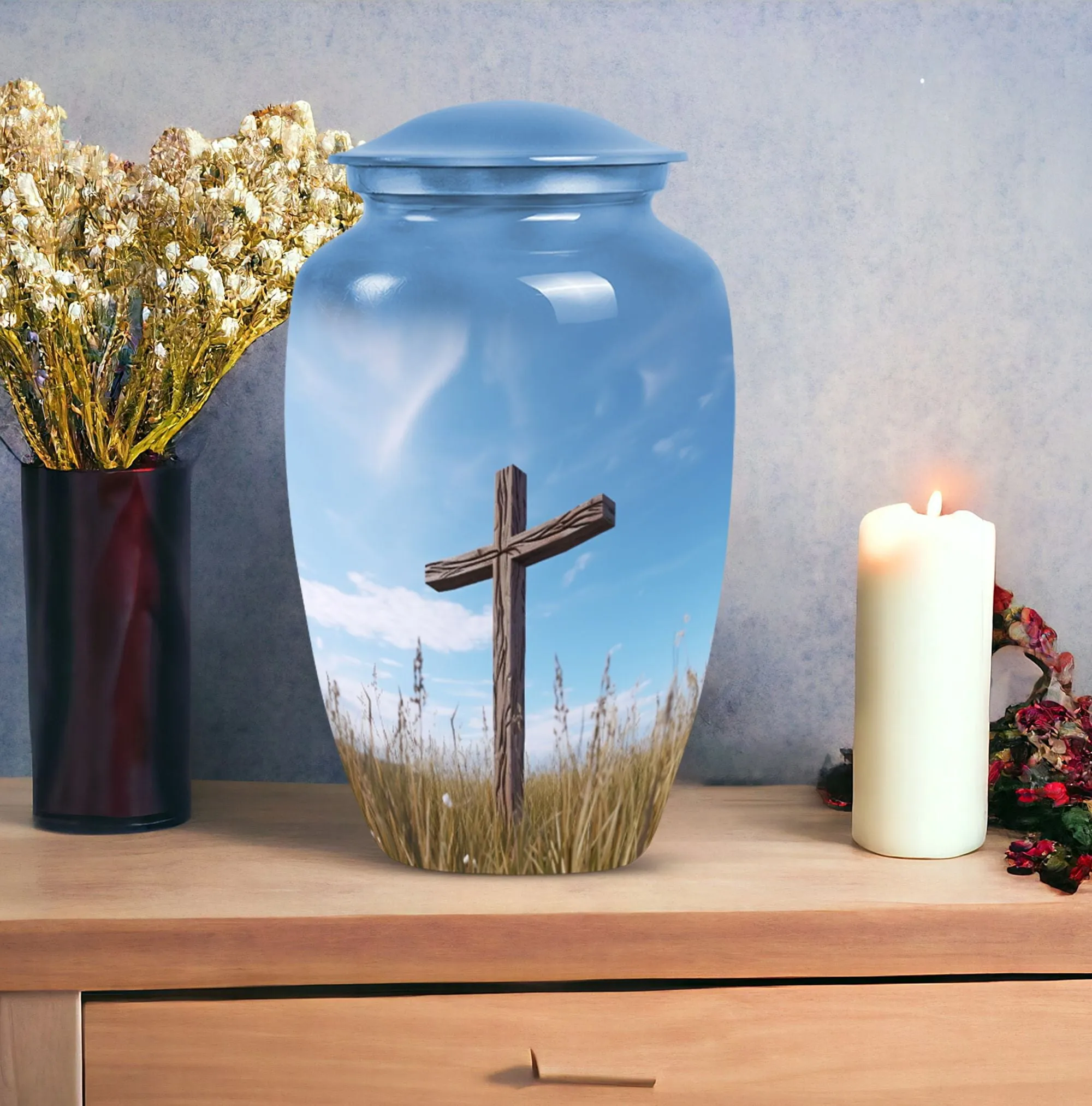 Large Cross Urn For Mom's Ashes - Adult Male and Female Cremation Urn