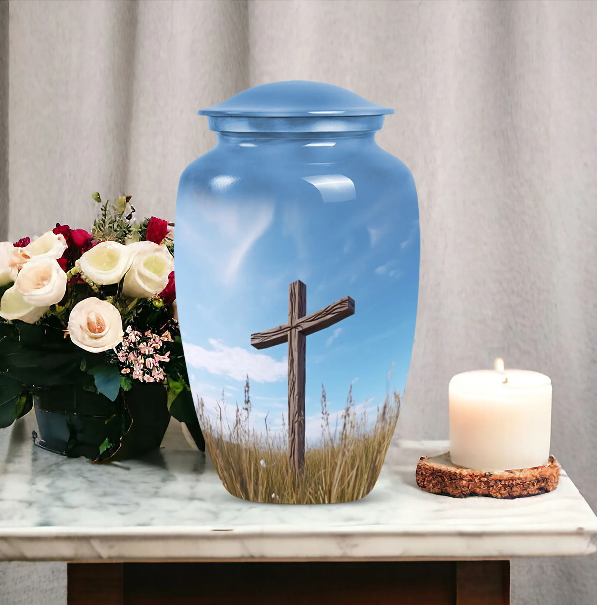 Large Cross Urn For Mom's Ashes - Adult Male and Female Cremation Urn