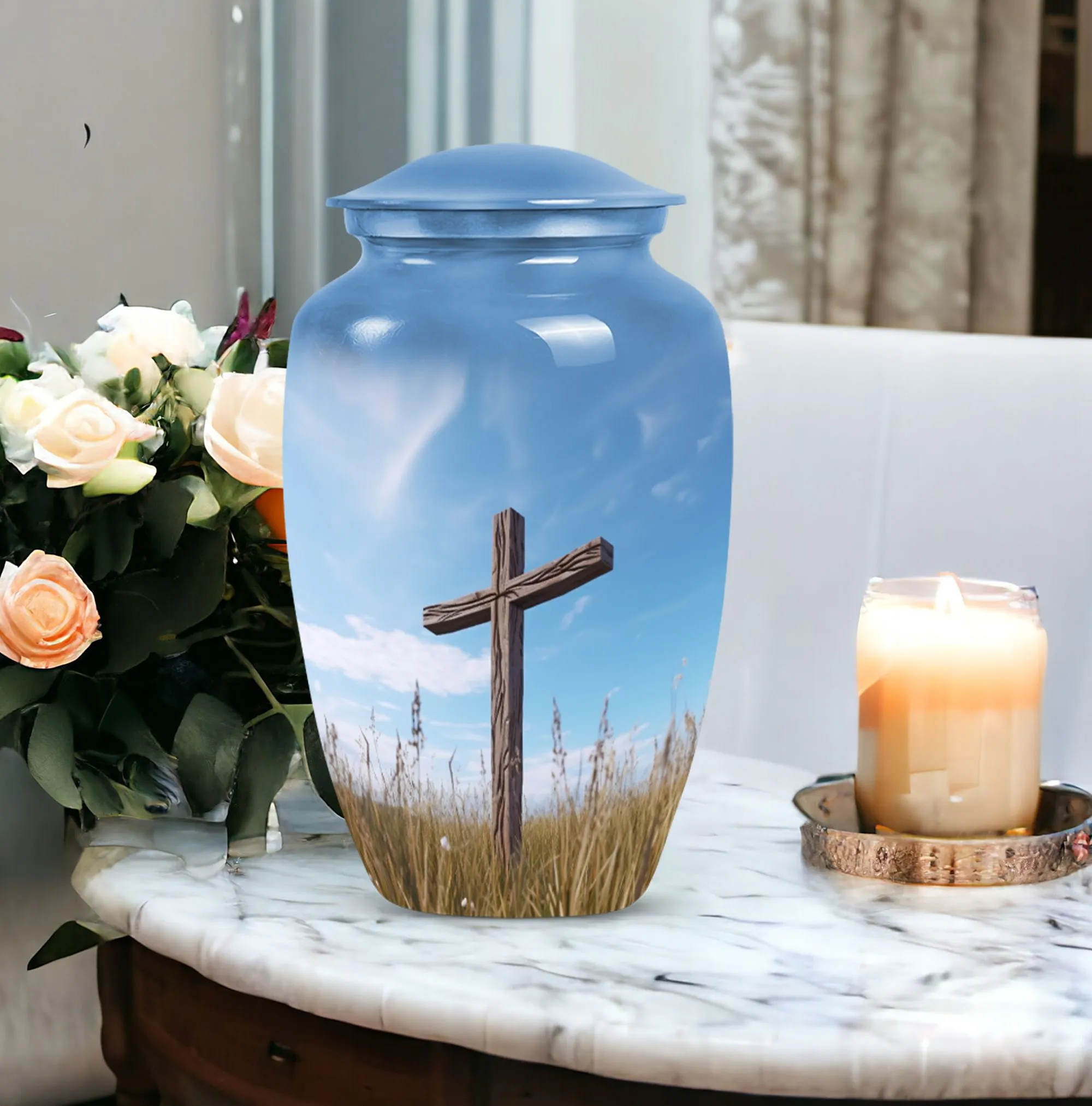 Large Cross Urn For Mom's Ashes - Adult Male and Female Cremation Urn