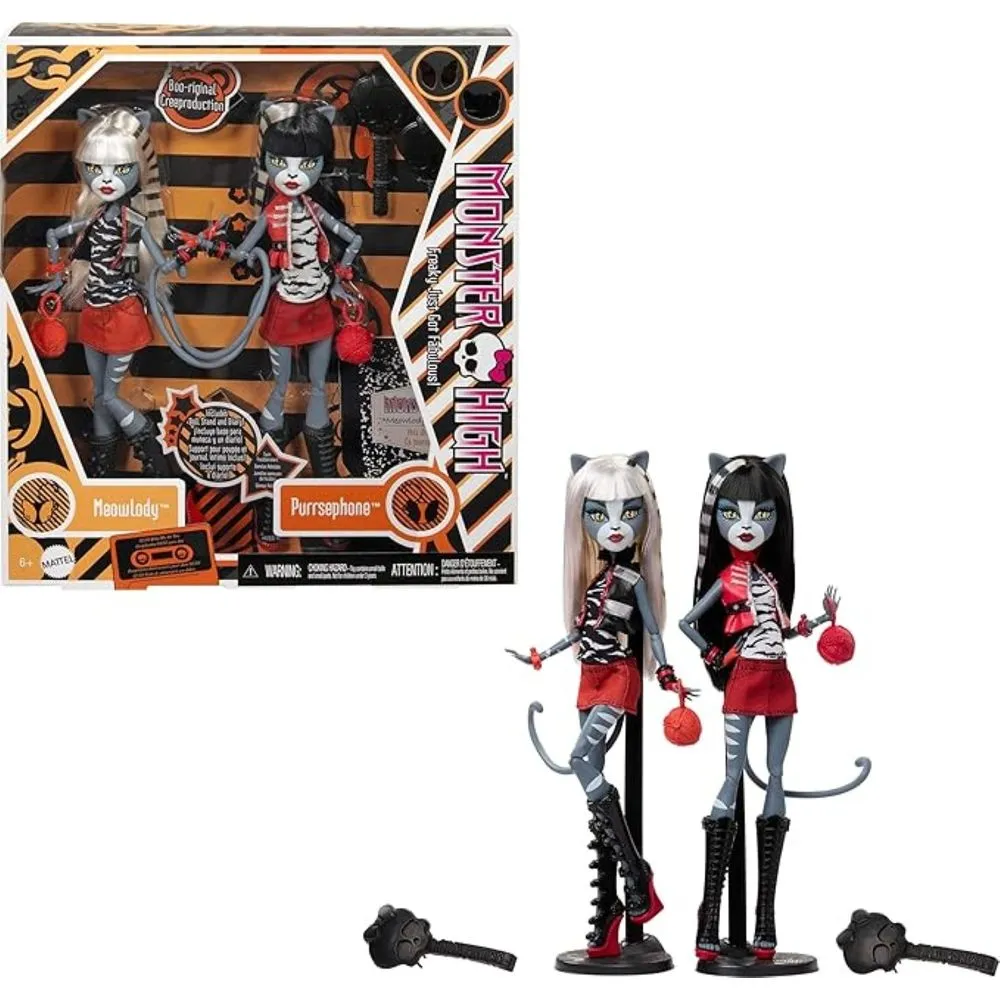 Monster HYV88 High Boo-riginal Creeproduction Doll 2-Pack, Meowlody & Purrsephone