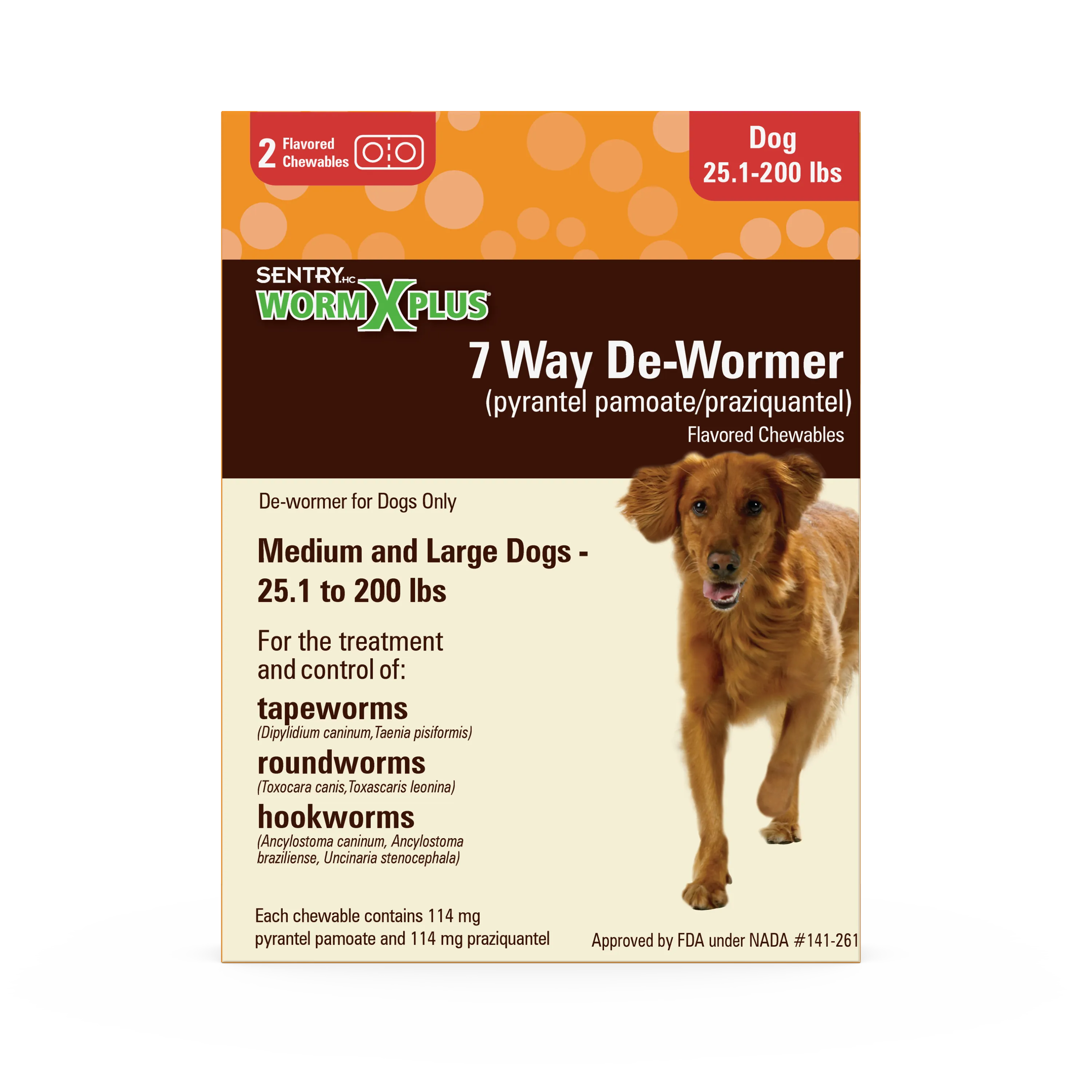 Sentry WormX Plus 7 Way DeWormer Dog Lrg 2CT