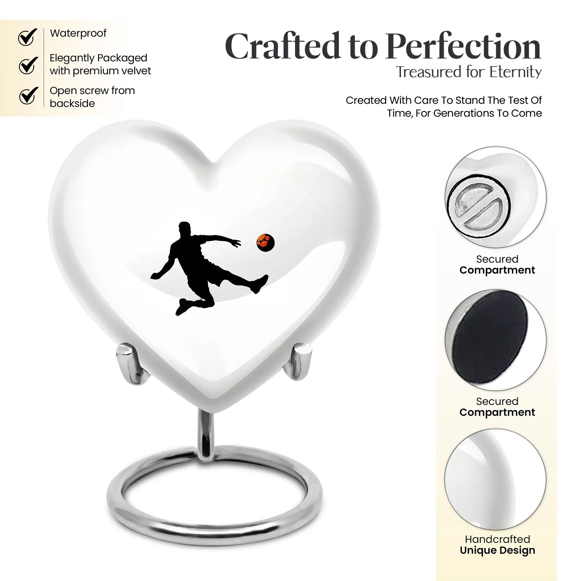 Soccer Tribute Keepsake Feminity Preserved Memorial Urn