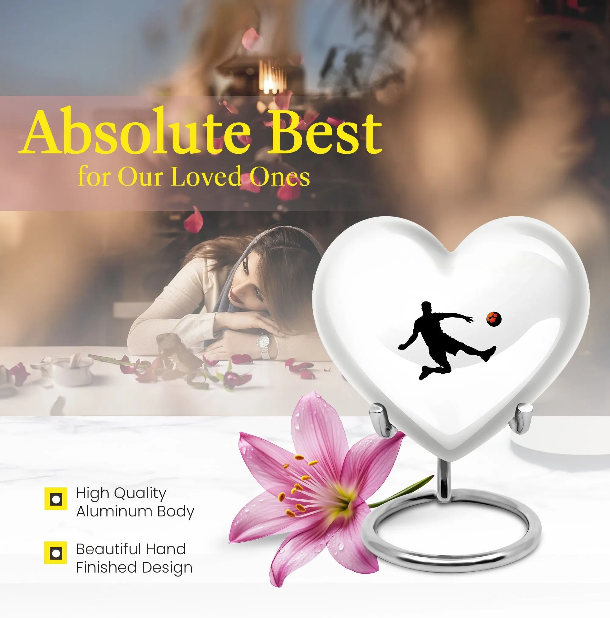 Soccer Tribute Keepsake Feminity Preserved Memorial Urn