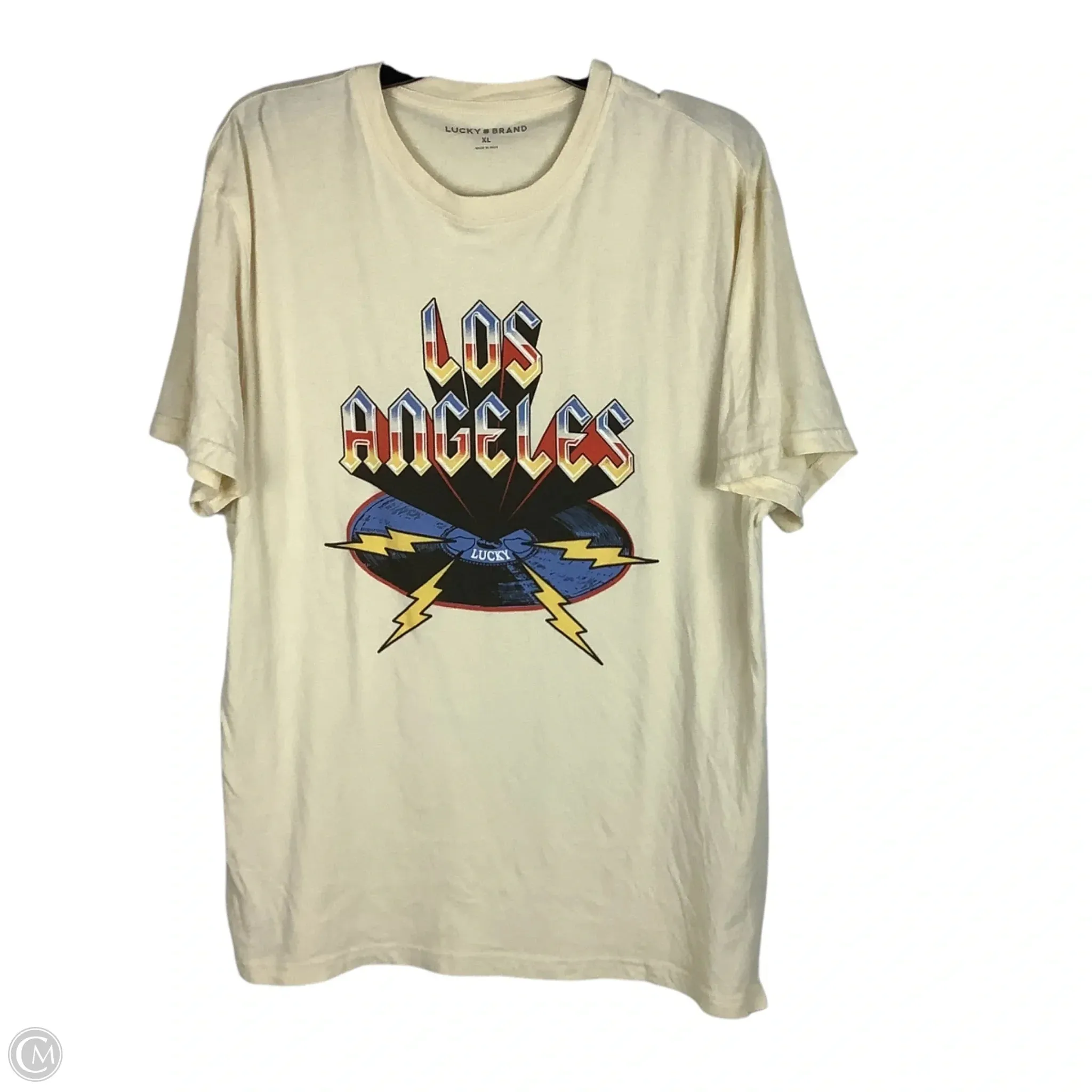 Top Short Sleeve Basic By Lucky Brand In Cream, Size: Xl