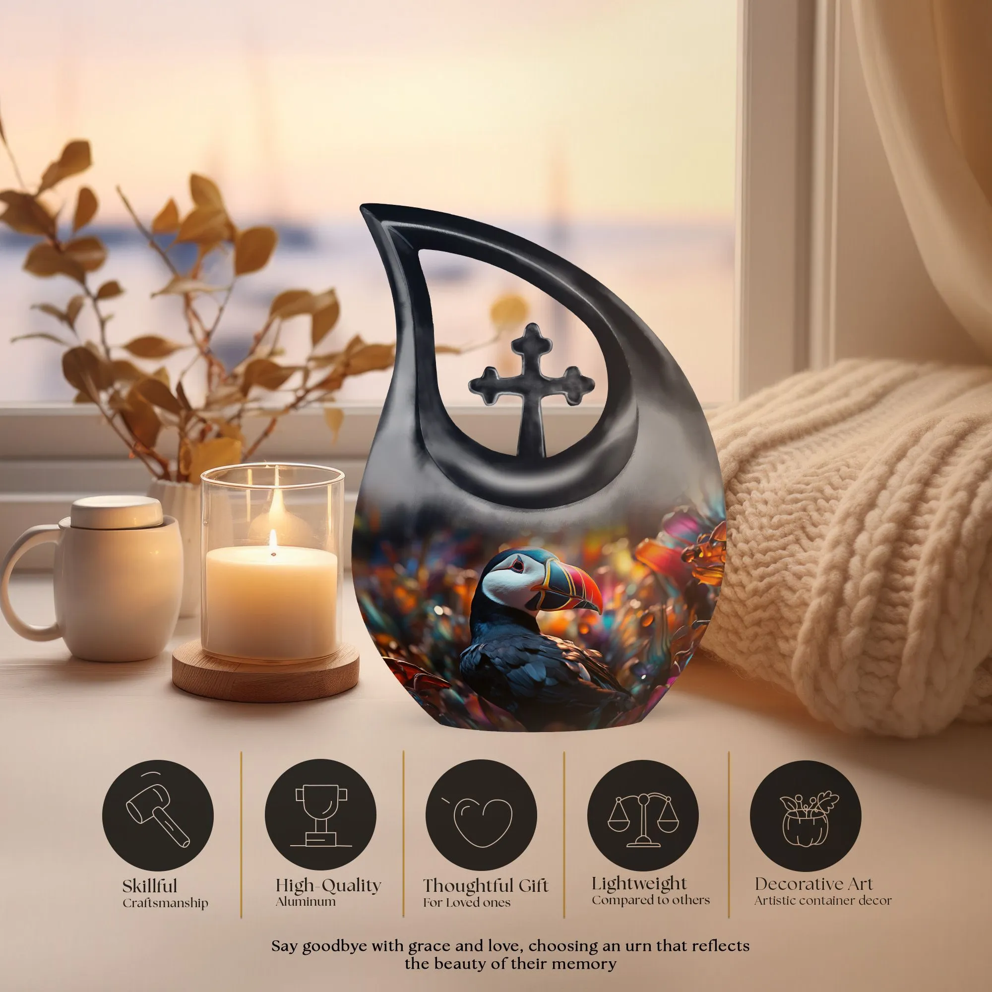 Toucans Eternal Rest: Personalized Cross-Drop Human Ashes Urn
