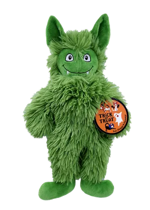 Trick or Treat Fuzzy Green Monster Halloween Dog Toy