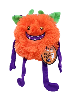 Trick or Treat Fuzzy Pumpkin Halloween Dog Toy
